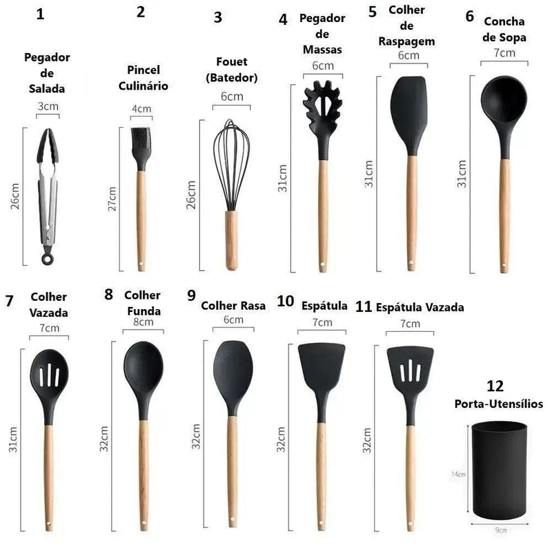 "Cozinha Prática 12: O Kit Completo de Utensílios de Silicone para Chefs Modernos!"