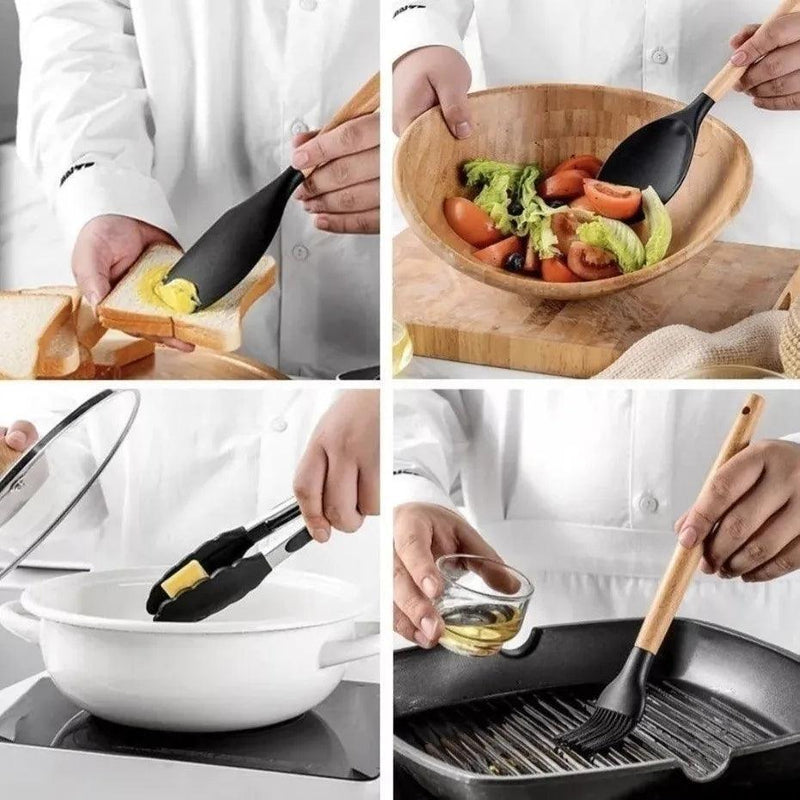 "Cozinha Prática 12: O Kit Completo de Utensílios de Silicone para Chefs Modernos!"