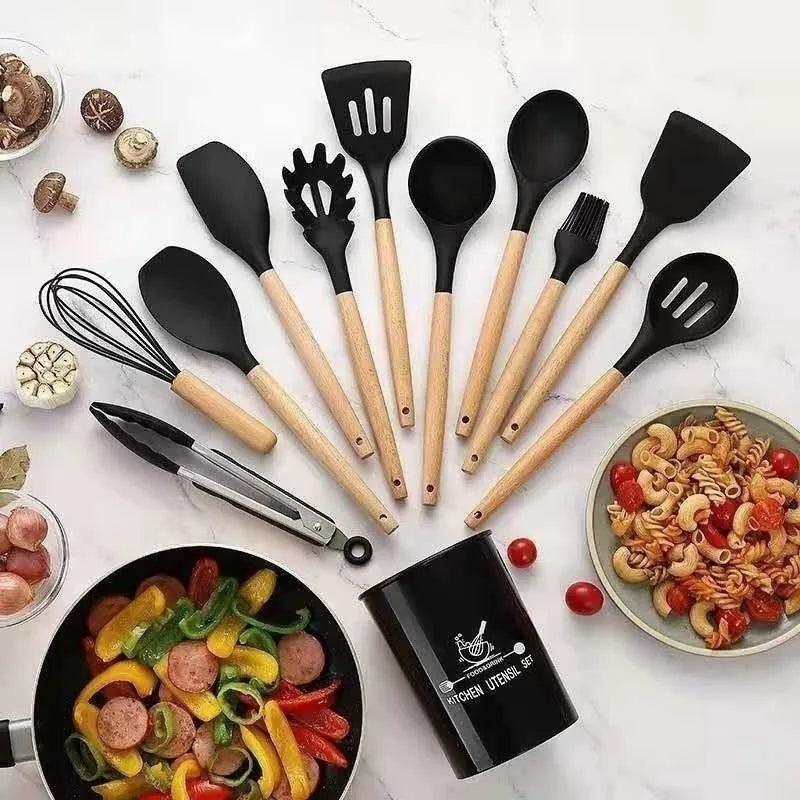 "Cozinha Prática 12: O Kit Completo de Utensílios de Silicone para Chefs Modernos!"