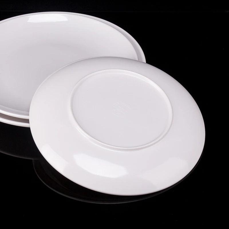 Prato de Jantar Redondo em Melamina Premium – 8 a 14 Polegadas, Estilo Porcelana, Ideal para Bifes, Sobremesas e Refeições Elegantes